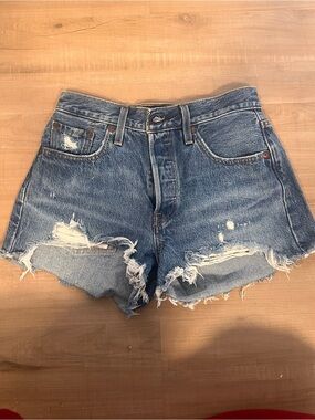 Levi's Distressed Blue Denim Jean Shorts